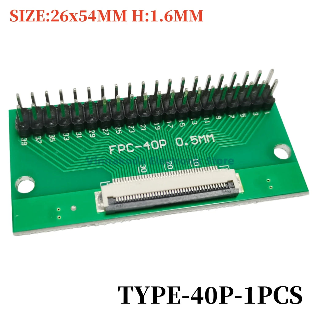 1PCS FFC/FPC Conversion Board 0.5mm Connector to 2.54MM Double Row Bent Pins 4/10/14/15/16/22/26/30/32/36/42/45/60/64/68/80/96P