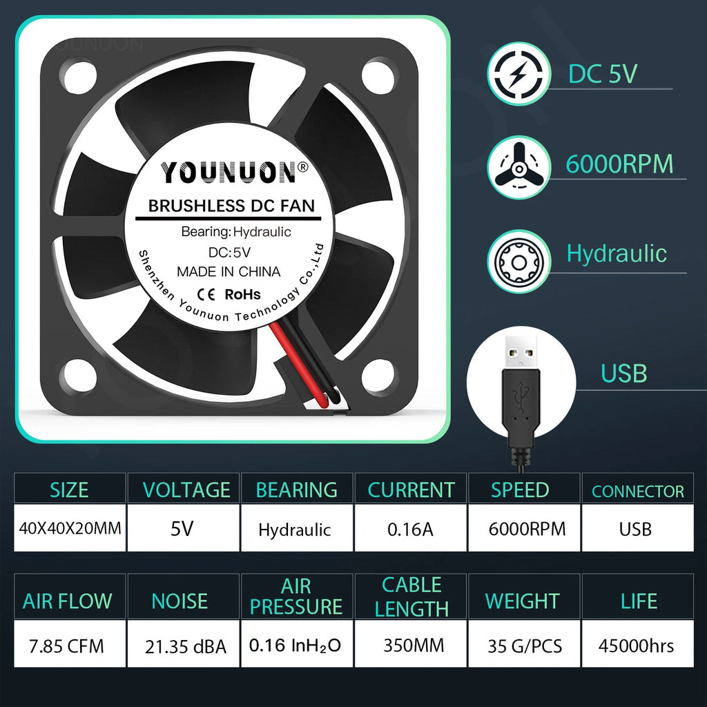 Dual Ball 40mm Cooling Fan 40x40x20mm Cooler 24V 12V 5V 4020 Computer Case Cooling Fan 2PIN 3PIN Heatsink Fan 3D Printer Fan