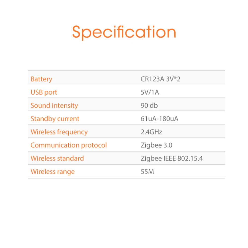 Tuya Zigbee Sound Light Sensor Smart Alarm Siren 90dB App Remote Control Home Security Protection System Siren Alarm
