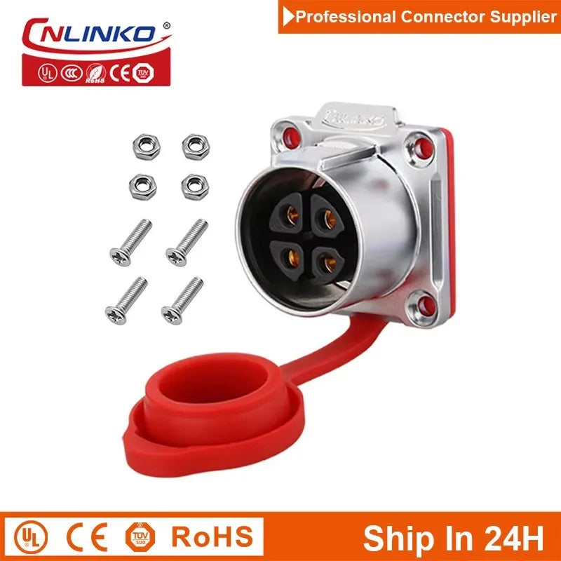 Cnlinko LP24 3 4Pin M24 Aviation Waterproof Power Connector Plug Socket for Radio Audio Visual Video Medical LED UAV Industry