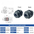 Waterproof M21 RJ45 Ethernet Connector 8P8C Network Socket Through Wall Panel Mount IP67 Straight Through Male Female Plug Cat5