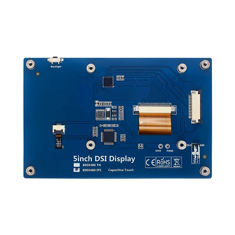 Raspberry Pi 5 Inch DSI LCD Capacitive Touch Screen 800x480 MiPi Display for RPi 5 4B 3B+ 3B Monitor  with Holder