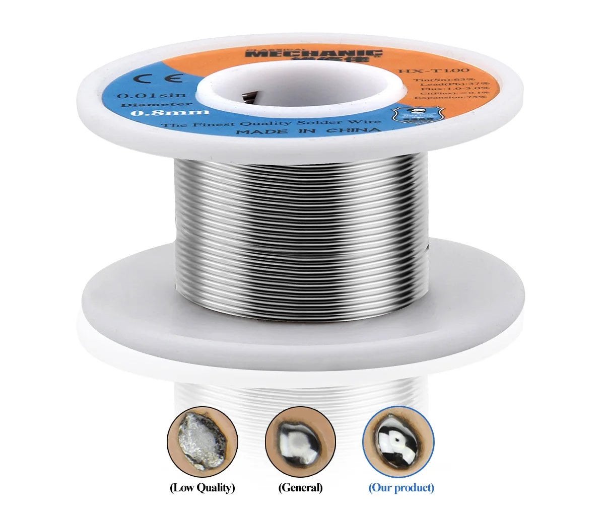 MECHANIC HX-T100 55g Mild Rosin Core 183℃ Melting Point 0.2mm-1.2mm High Purity Solder Wire Welding Flux 1-3% Iron Cable Reel