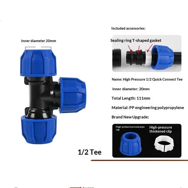 1Pcs 1/2'' 3/4'' Coarse Thread Connection OD 20/25mm PE PVC Pipe Fittings Elbow Straight Tee Irrigation IBC Tank Adapter
