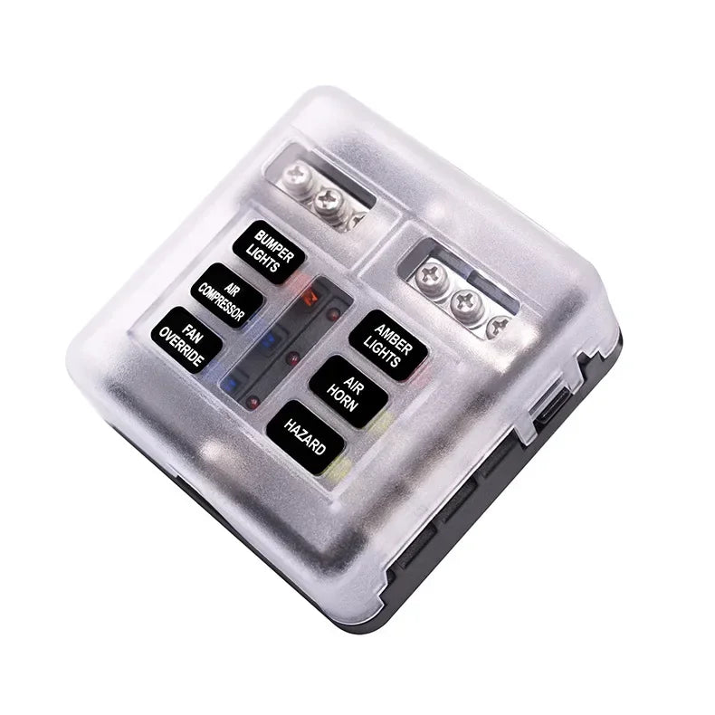 6/12 Way Blade Fuse 12-24V Car Boat Fuse Box Holder With Plastic Cover For Power Panel Board Camper RV Accessorie