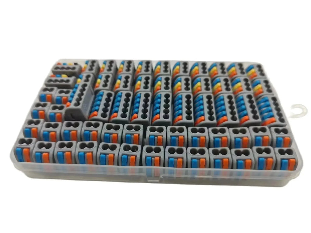 Electrical Wire Connector Set 48/62PCS 2/3/4/5/8 Port Lever Quick Splice Wire Connectors 32A 250V AWG28-12 0.08-4mm2 Storage Box