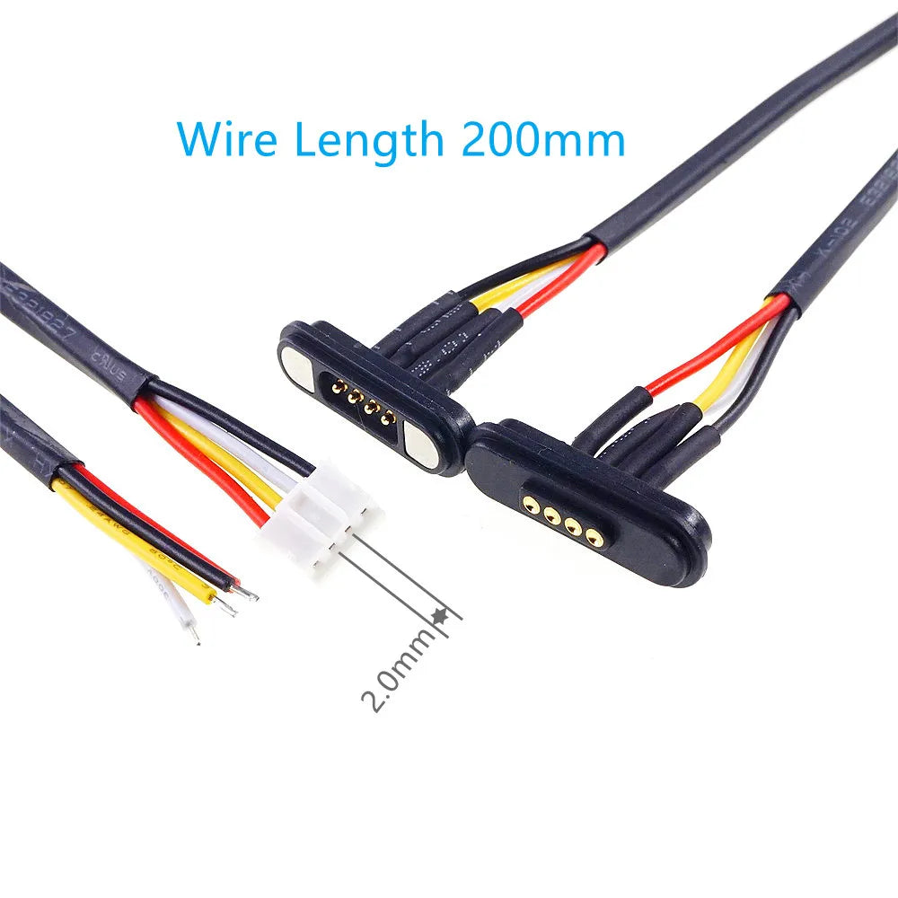 Waterproof Magnetic Pogo Pin 4 Position Cable Connector High Current 3A USB Type-C 2.2 MM THT Spring Loaded Strong Force 500G
