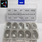 10/24/33Values Rectifier Diode Sample Book SMD M1 M4 M7 SS12 SS14 SS16 SS24 SS34 SS36 SS110 SS210 Schottky Barrier Diode KIT