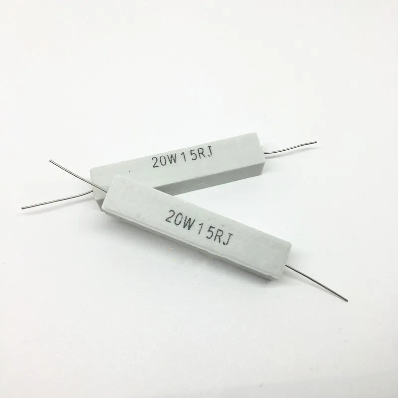 5Pcs 20W 5% Horizontal Resistance Of Cement 0.1~ 100K 0.1R 0.5R 1R 10R 100R 0.22 0.33 0.5 1 2 5 8 10 15 20 25 30 100 1K 10K Ohm
