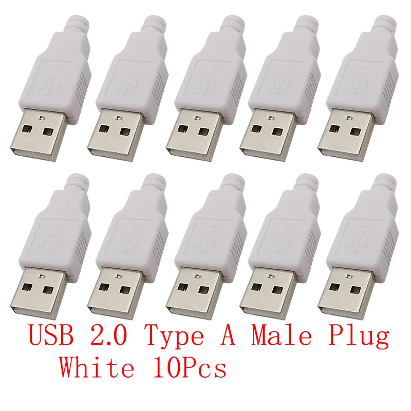 10Pcs USB Connectors Type C / Micro / USB 2.0 Type A Male Female Assembly Adapter DIY Soldering Repair Data Charging Plug Socket
