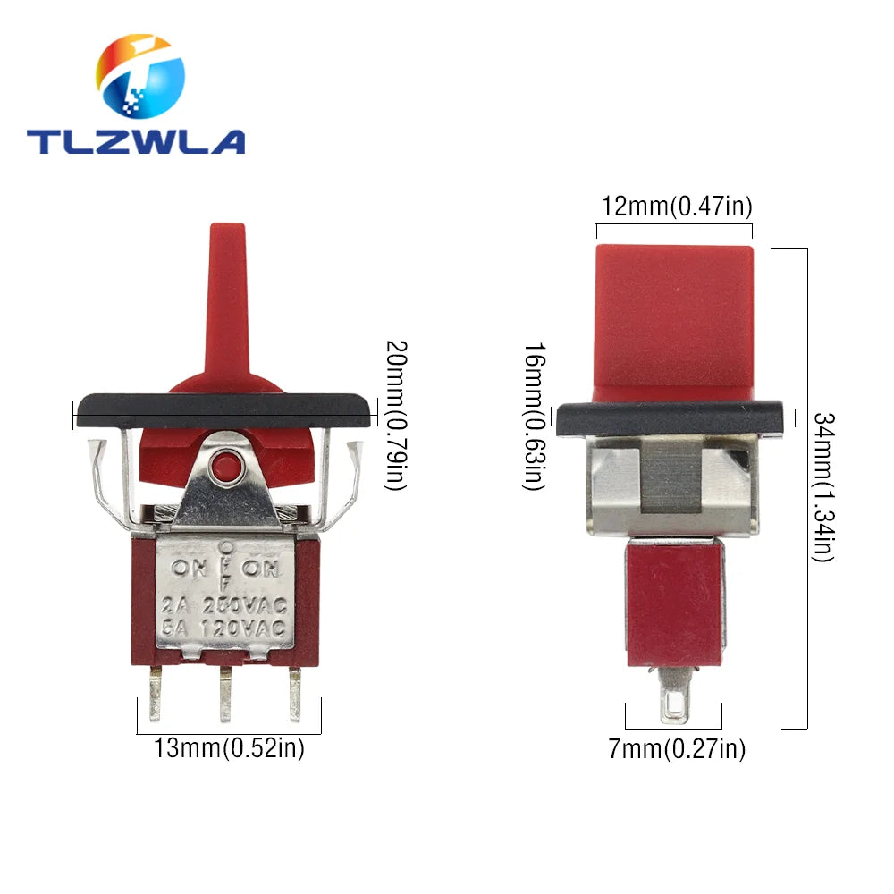 1PCS SH T80-R Series Mini Paddle Toggle Switch Square Snap-in Panel Mount 5A/125VAC