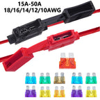 15A-50A 3A 4A ATC Medium Blade Waterproof Fuse Holder For Automobile 32V 18/16/14/12/10AWG Standard Fuse Insert  5A 7.5A 10A