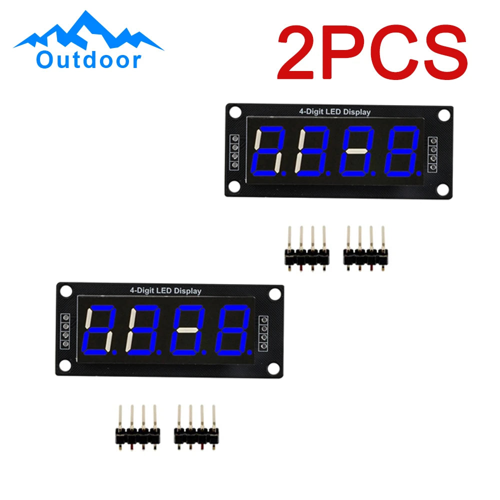 2PCS TM1637 4 Digit 7 Segment LED Display Digital Tube Module 0.56 Inch Time Clock Indicator Tube Module Red Blue Green Yellow