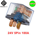 10PCS Waterproof Automotive Relay 12V 100A 5Pin SPDT Car Control Device Car Relays DC 24V 48V High Capacity 100A Switching