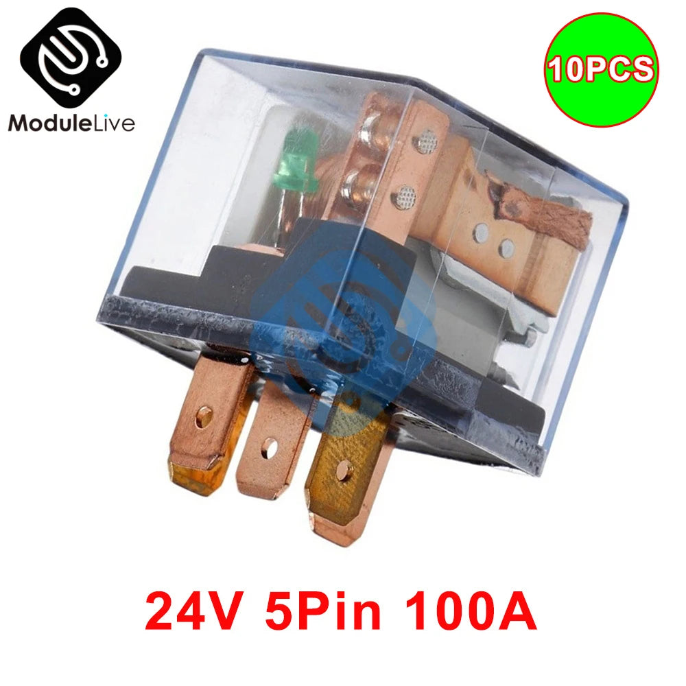 10PCS Waterproof Automotive Relay 12V 100A 5Pin SPDT Car Control Device Car Relays DC 24V 48V High Capacity 100A Switching