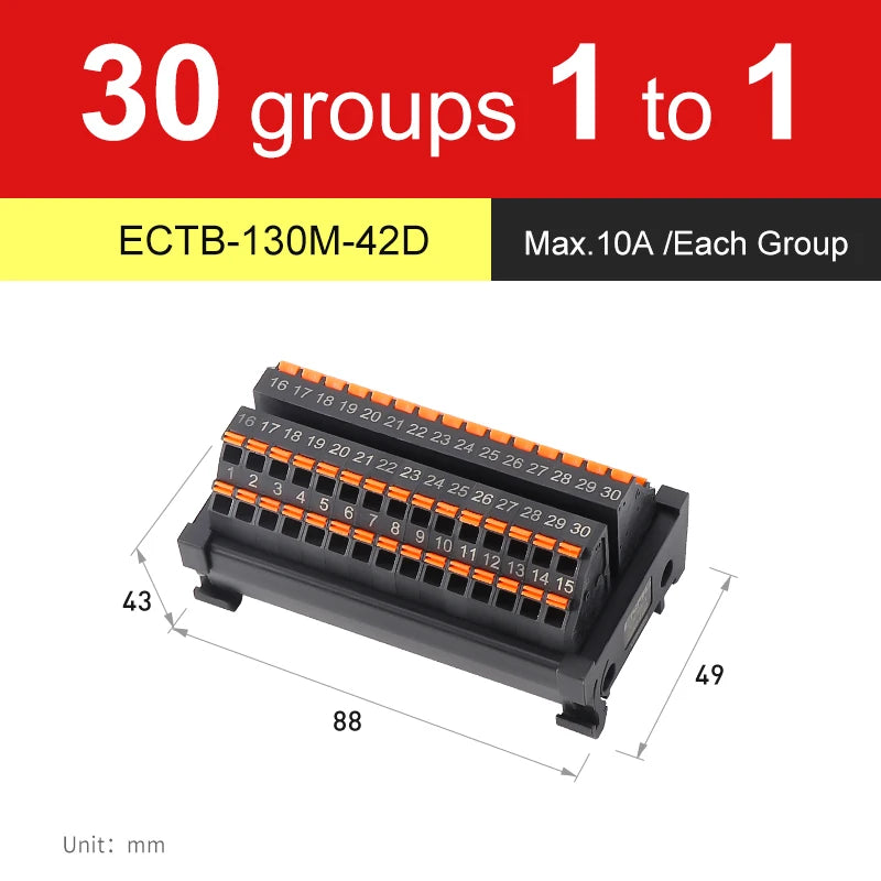ENMG Spring terminals Save Wiring Split Terminal Block ECTB 10A Power Splitter PLC Terminal Block One to One One One to One10~64