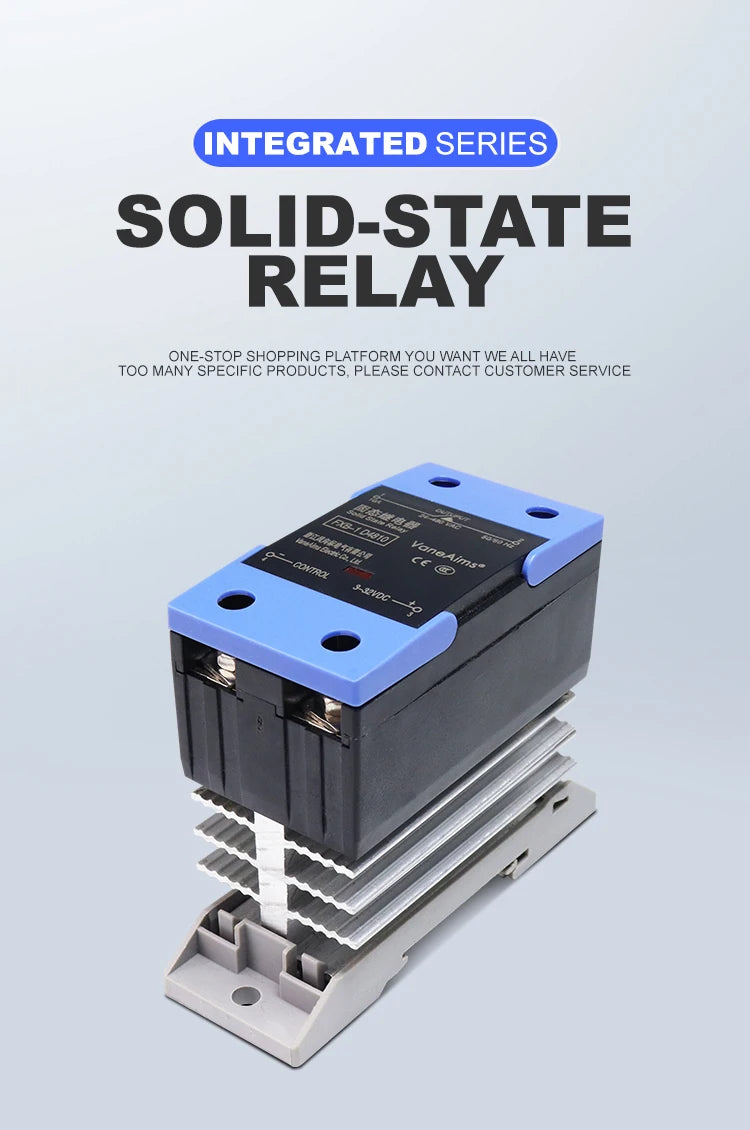 Solid State Relay VaneAims Din Rail Mounting Single Phase SSR With Heat Sink 10A-120A DC Control AC DC Control DC AC Control AC