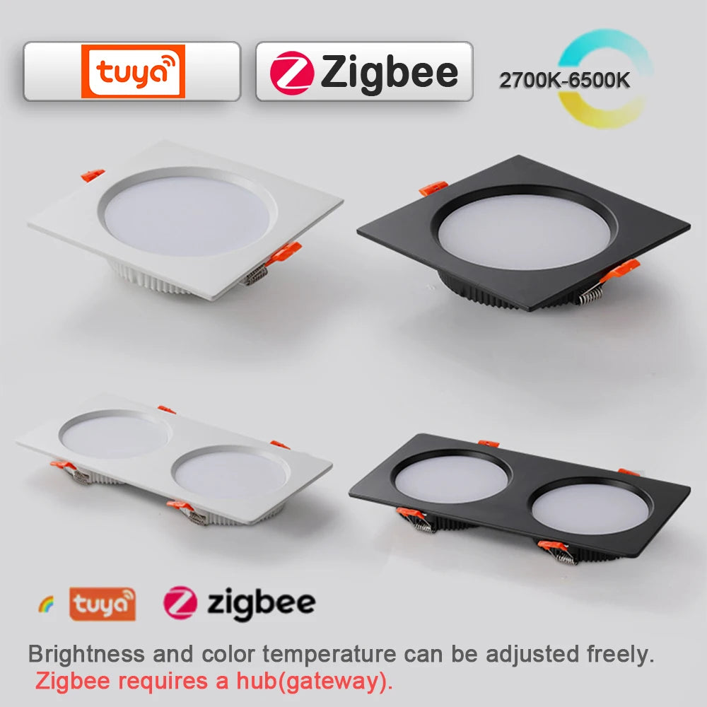 Square Embedded Downlight Dimmable Ceiling Tuya Bluetooth/Zigbee Matter Smart Lamp Lighting AC85V-260V Indoor Lighting