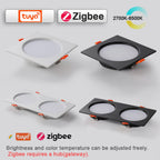 Square Embedded Downlight Dimmable Ceiling Tuya Bluetooth/Zigbee Matter Smart Lamp Lighting AC85V-260V Indoor Lighting