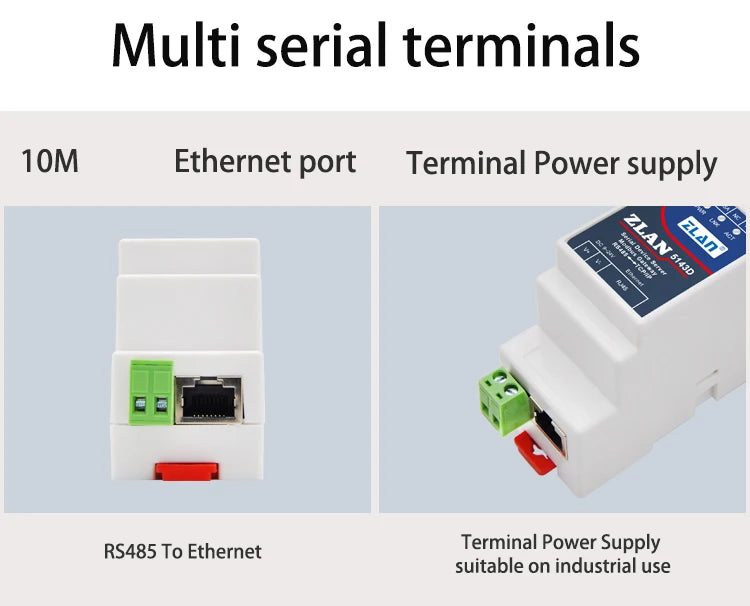 Promotion ZLAN5143D DIN Rail RS485 To Ethernet RJ45 Converter Server Device Modbus RTU TCP Gateway