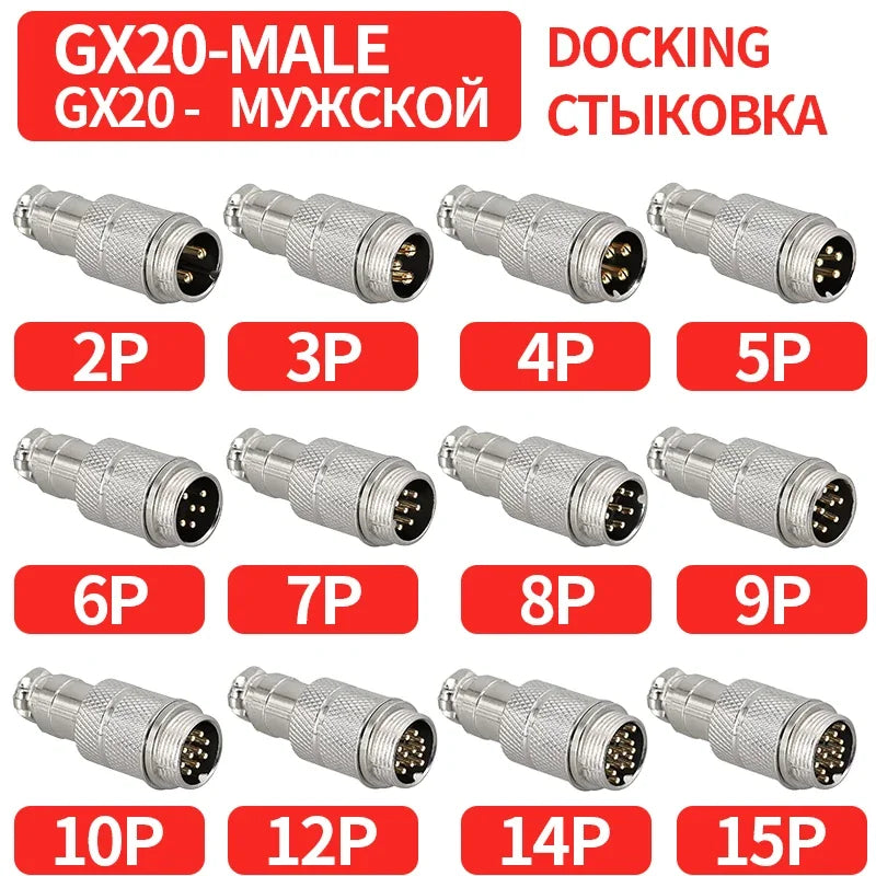 GX12 GX16 GX20 Gold Plated Aviation Plug Socket Docking Connector 2PIN 3PIN 4PIN 5PIN 6PIN 7PIN 8PIN 9PIN 10PIN 12PIN 14PIN 15P