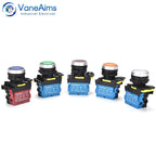 22mm LA36M Momentary Push Button Switch with LED Light 12v 24v 220v Latching Illuminated Push Button Switches On Off VaneAims