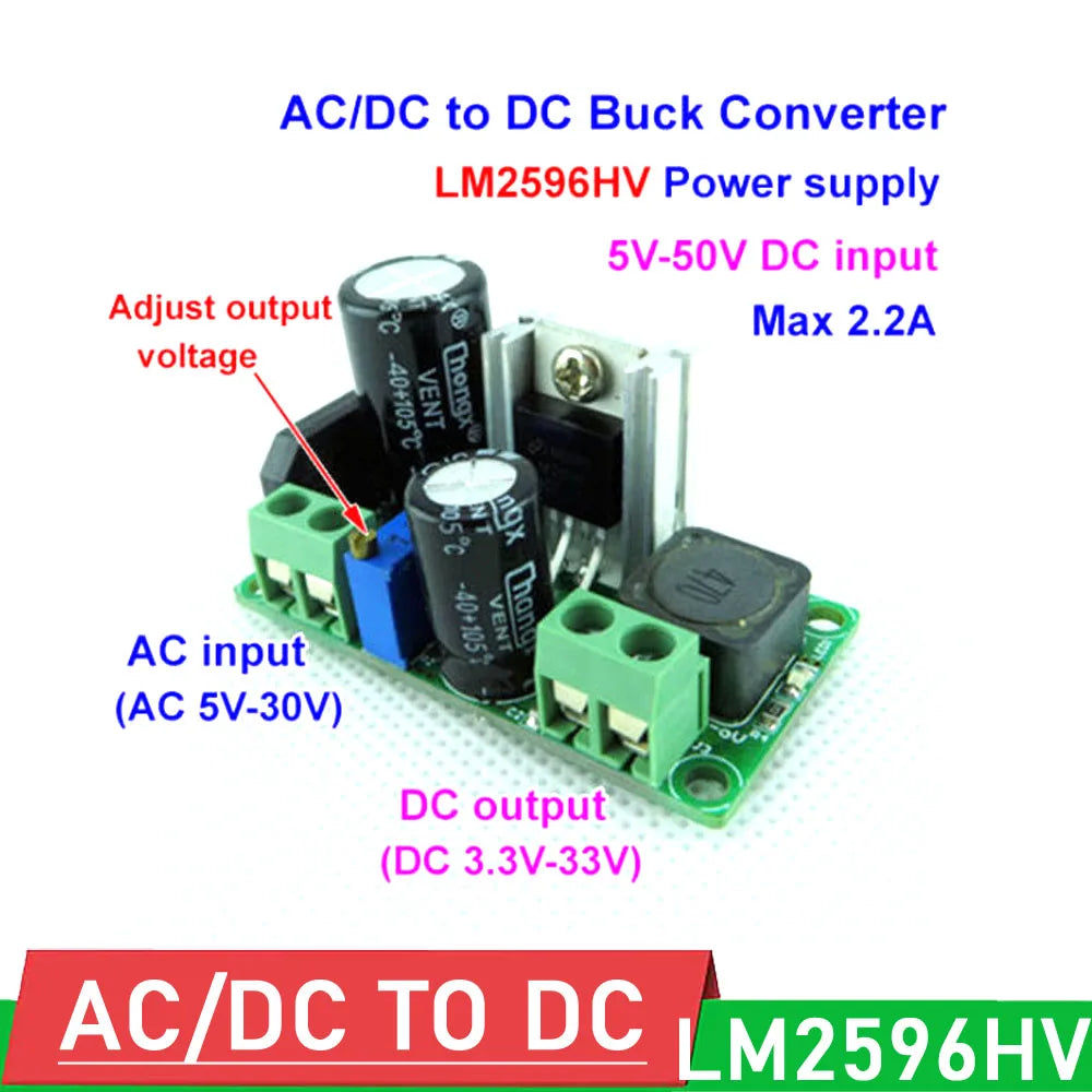 LM2596HV AC/DC to DC Buck Step Down Converter Power Supply Adjustable Voltage Regulator Module 3.3V 3v 5V 9V 12V 15V 19V 24V 36V