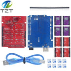 TZTUNO R3 With USB Cable + CNC Shield V3 Engraving Machine 3D Printe+ 4pcs DRV8825 Or A4988 Driver Expansion Board For Arduino