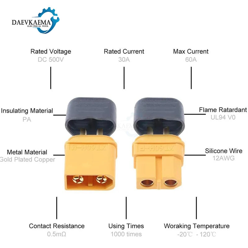 3-12Pairs XT60H (XT60 Upgrade) Connector XT60H Male Female Bullet Connectors Plugs with Sheath for Lithium Battery RC Planes Car
