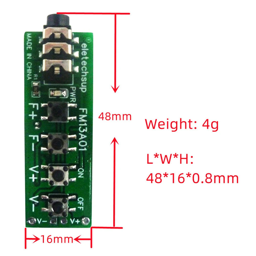 FM13A01 Two-channel Stereo VHF FM Radio Module FM Receiver Board 76MHz~108MHz DC 3.7V-18V
