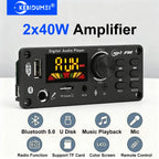 80W Bluetooth MP3 Decoder Board 2*40W Amplifier Audio Player 8V-24V DIY MP3 Player Car FM Radio Module TF/USB/Mic/Record Call