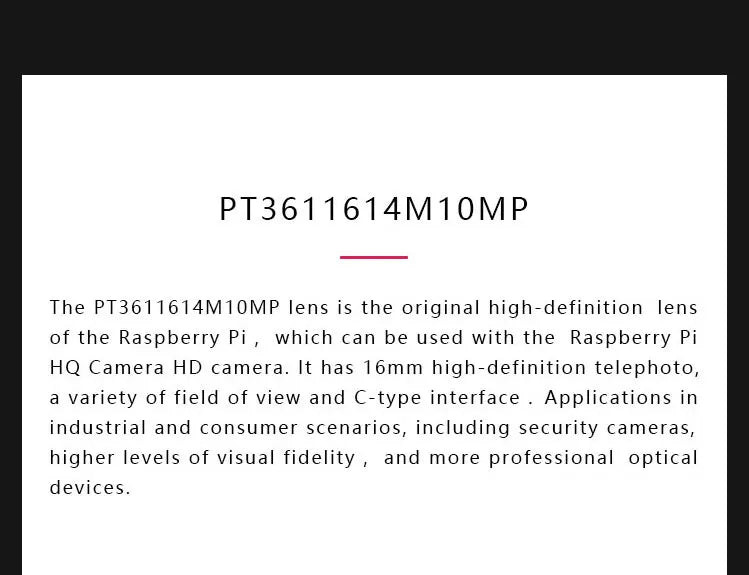 Raspberry Pi High Quality HQ Camera Module 12.3MP IMX477 sensor support for C- and CS-mount lenses