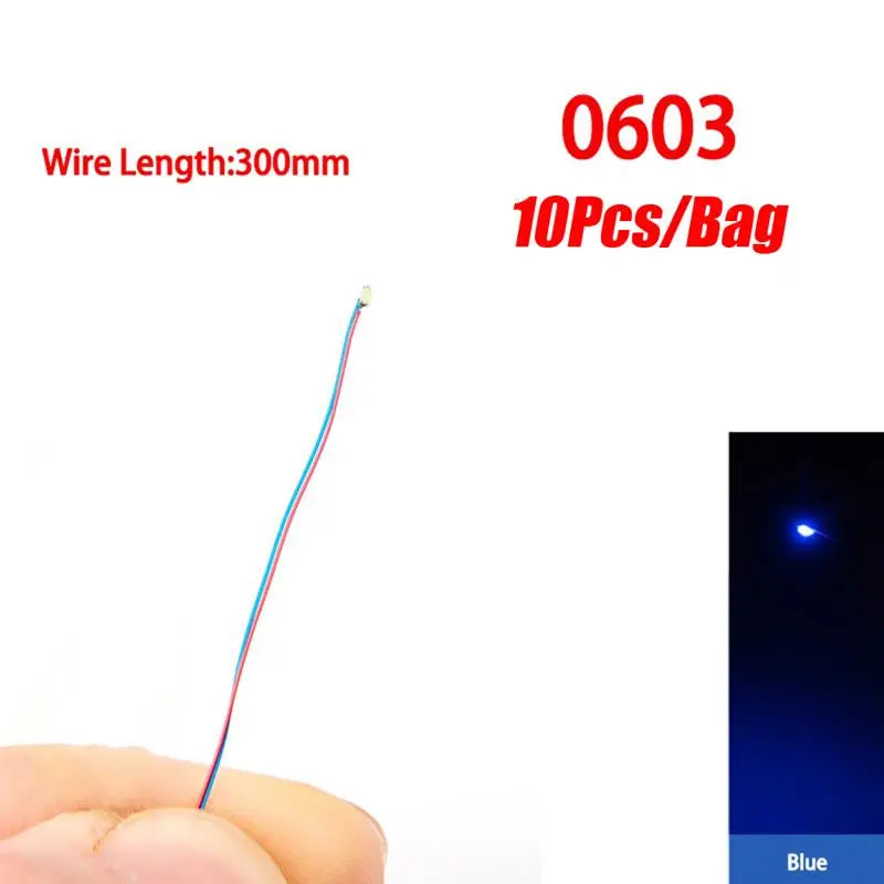 10Pcs/Set DIY Model Kits LED 0402 0603 0805 1206 SMD Lamp Wired Micro LED Chip 3V 30cm Pre-Soldered Miniature Scenes Toy Lights