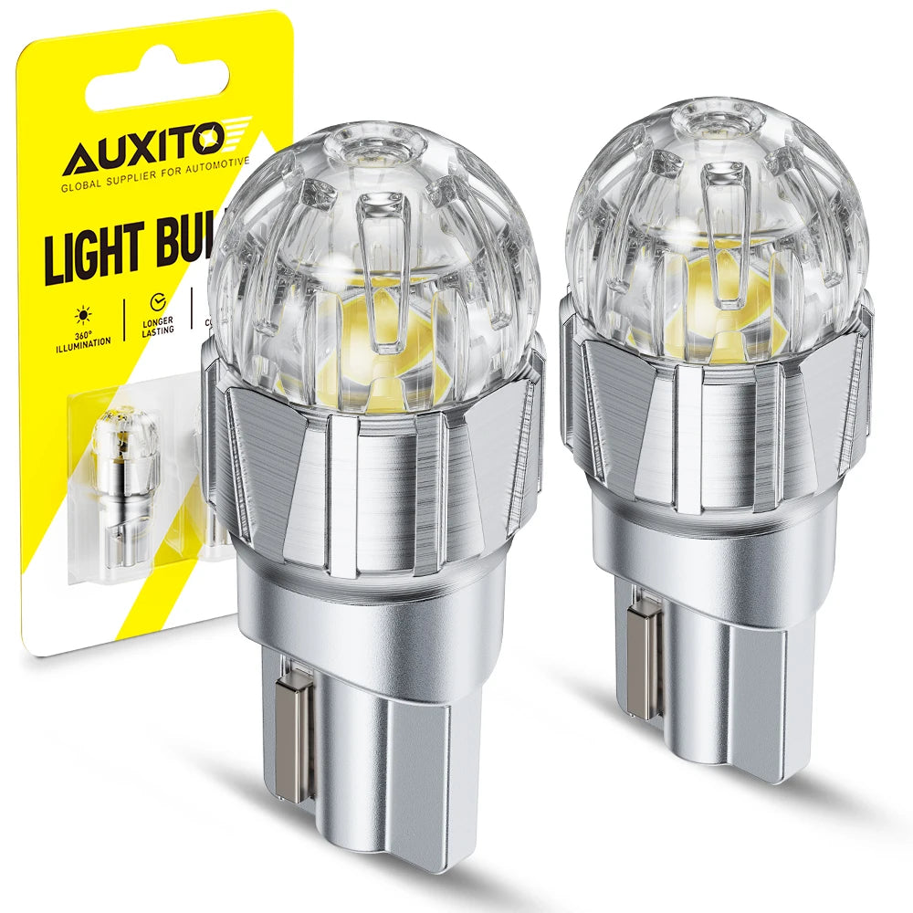 AUXITO 2Pcs Car LED T10 W5W Canbus Reading Dome Lamp Marker Wedge License Plate Light Bulb 168 194 192 LED 12V White Red Amber