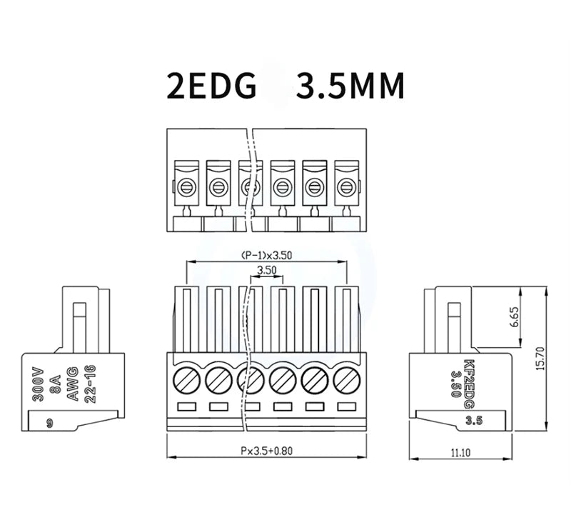 10PCS/Pairs 2EDG 15EDG 3.5MM 3.81MM  PCB Screw Terminal Block Connector Pulg  Header Socket  Green Phoenix Terminal Block 2-24P