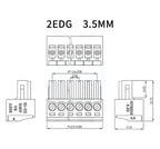 10PCS/Pairs 2EDG 15EDG 3.5MM 3.81MM  PCB Screw Terminal Block Connector Pulg  Header Socket  Green Phoenix Terminal Block 2-24P