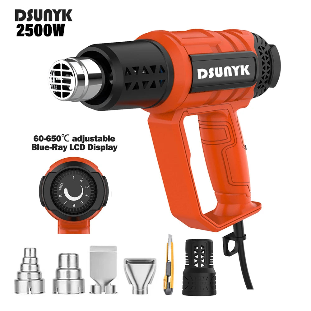 2500w Hot Air Gun Mini Construction Dryers Shrink Wrapping Heat Gun 110V/220V Temperaturesa Djustable Thermal Blower & 4 Nozzles
