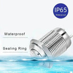 16mm Momentary Reset Metal Push Button Switch IP65 Waterproof Copper 1NO High/Flat/Shape Screw Pin Foot Round Doorbell DIY