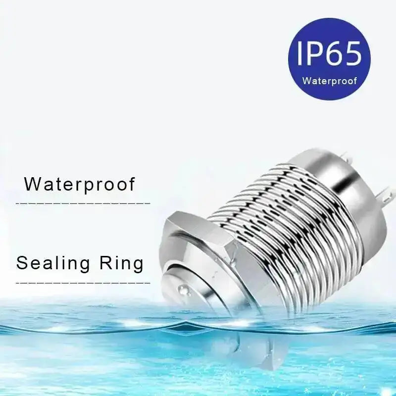 16mm Momentary Reset Metal Push Button Switch IP65 Waterproof Copper 1NO High/Flat/Shape Screw Pin Foot Round Doorbell DIY