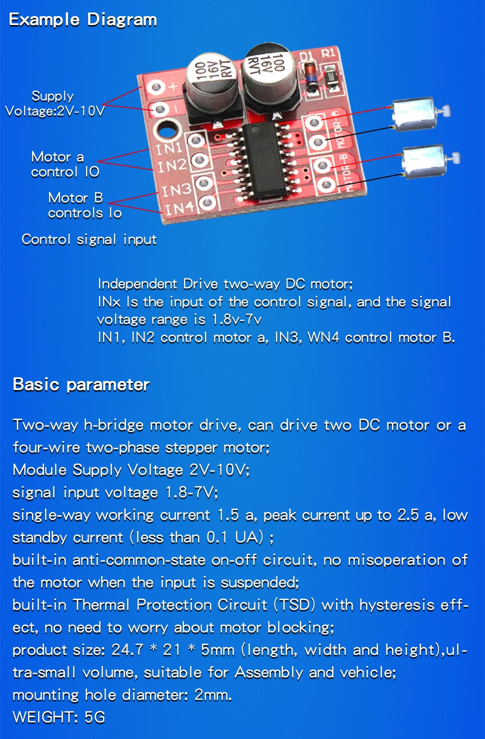 1PCS L298N Driver Board Module L298N Stepper Motor Smart Car Robot Breadboard Peltier High Power L298 DC Motor Driver