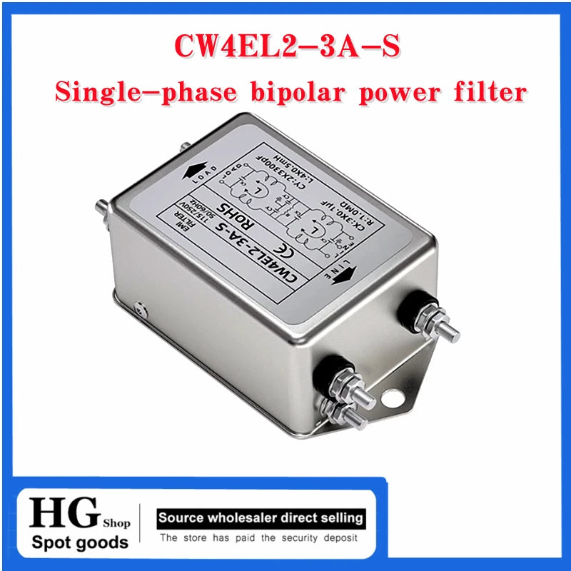 Single-phase bipolar power filter CW4EL2-S 3A/6A/10A/20A/30A circuit purifies EMI anti-jamming bolt-type CW4L2-10A-S  Las