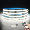 DC5V COB LED Strip with Dimmable Remote Control 2/3/5M White/Warm White COB Strip Light For Indoor Home Cabinet Decor Lighting