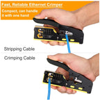 RJ45 Pass Through Crimp Tool, RJ45 Cat5 Cat6 Cat7 Crimping Tool, RJ11 Crimping Tool, Ethernet Network Cable Crimper Stripper
