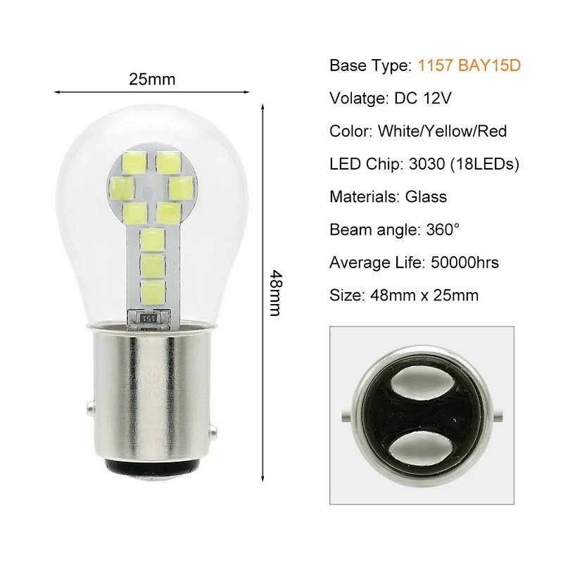 1PCS 1156 BA15S P21W Led 1157 BAY15D P21/5W Bulbs Ampoule R5W R10W 18SMD 800LM Car Fog Lights DRL Turn Signal Lamp 12V White Red