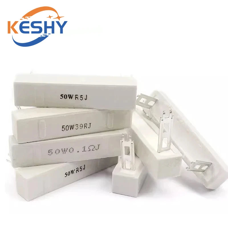 50W Ceramic Cement High Power Resistor 0.1~1K 0.2 0.22R 0.5 1 1.5 2 2.5 3 4 5 6 8 10 15 20 25 30 50 80 100 200 250 300 500 Ohm