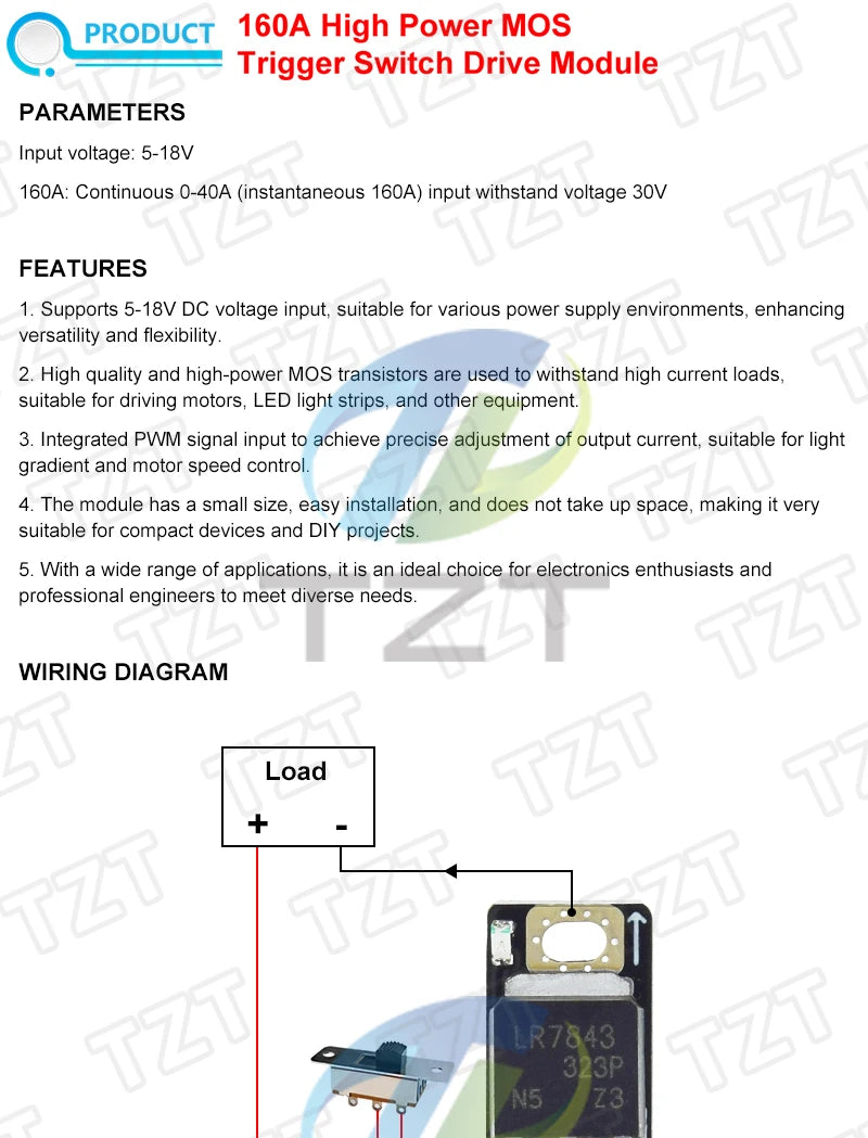 1/3/5PCS Field Effect Tube PWM Regulation Electronic Switch Control Board 160A High Power MOS Trigger Switch Drive Module