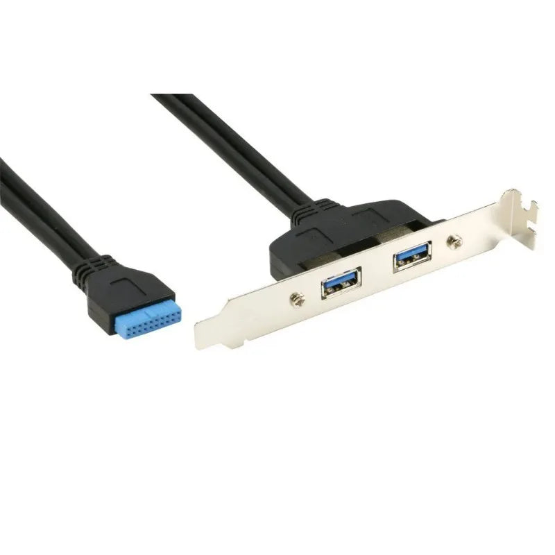 2 Ports USB 3.0 Female Back Panel To Motherboard 20pin Header Connector Cable Adapter With PCI Slot Plate Bracket 50cm