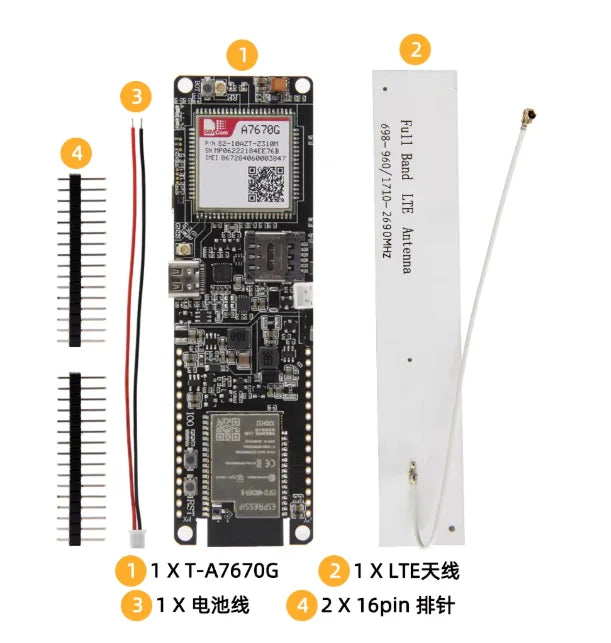 LILYGO T-A7670E R2 4G LTE CAT1 ESP32 Support GSM GPRS EDGE