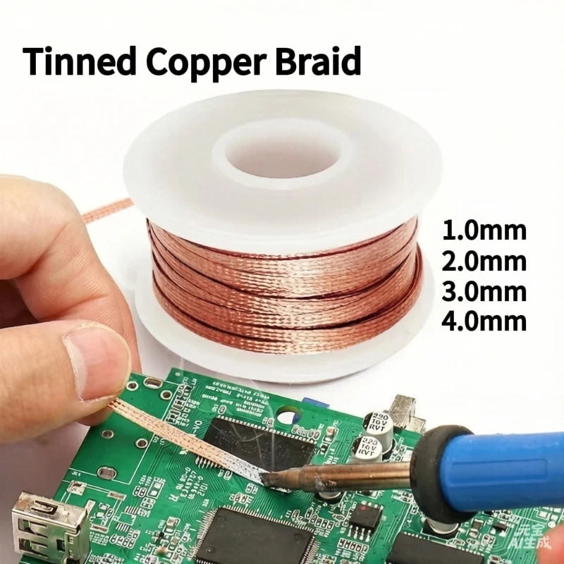3pcs 1.5M Width 1.0mm 2.0mm 3.0mm 4.0mm  Welding Wires Desoldering Braid Solder Remover Wick Wire Cord Flux BGA Repair Tool