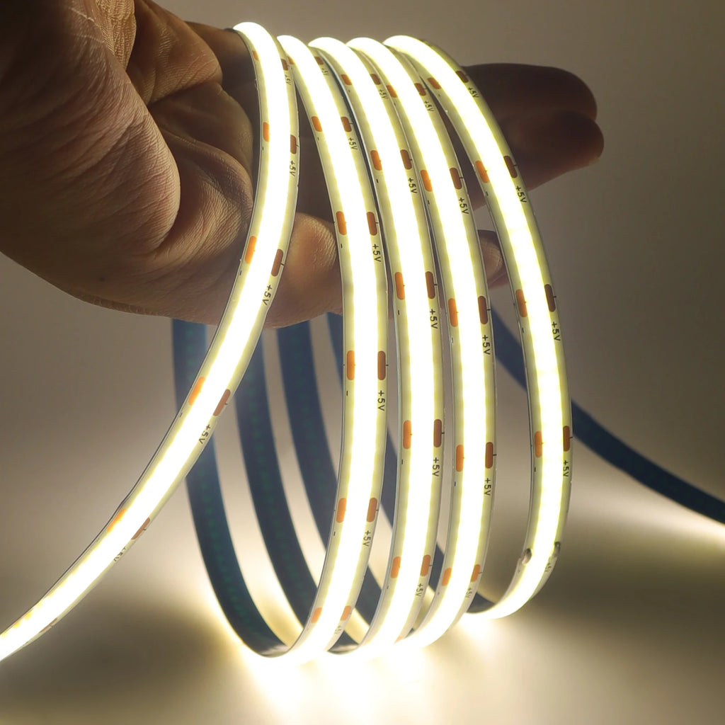 5V COB LED Strip High Density 320LEDs/m USB LED Light Red Green Blue Pink Ice Blue Warm White Flexible Led Tape TV Backlights